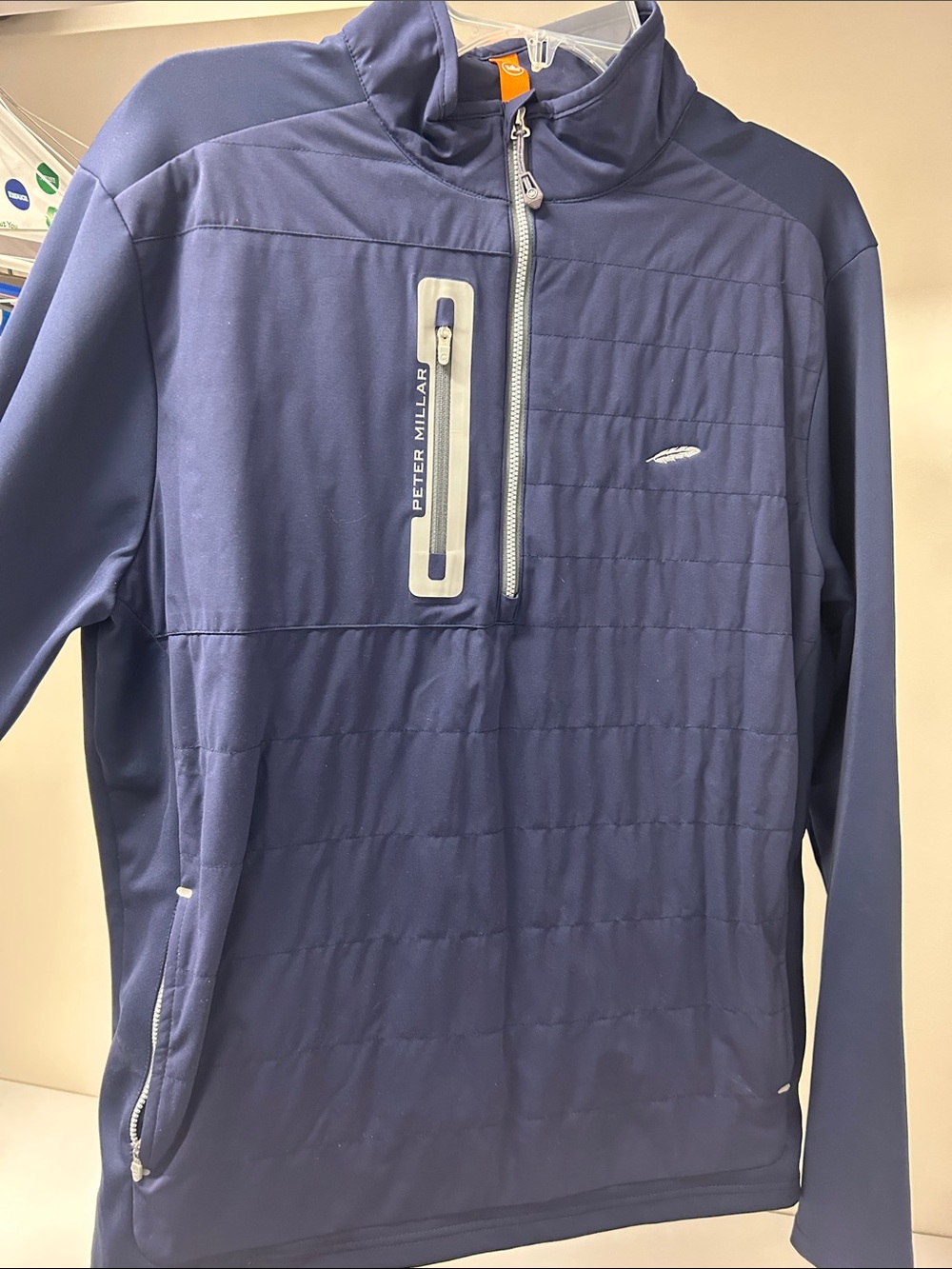 Peter Millar Navy Quilted Half-Zip Pullover